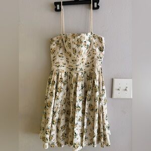 Altar'd State Floral Skater Dress in Cream and Yellow